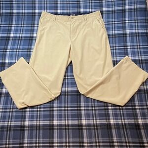 IZOD Golf Mens 38x32 Khaki Tan Performance Stretch Flat Front Pants 45FF291